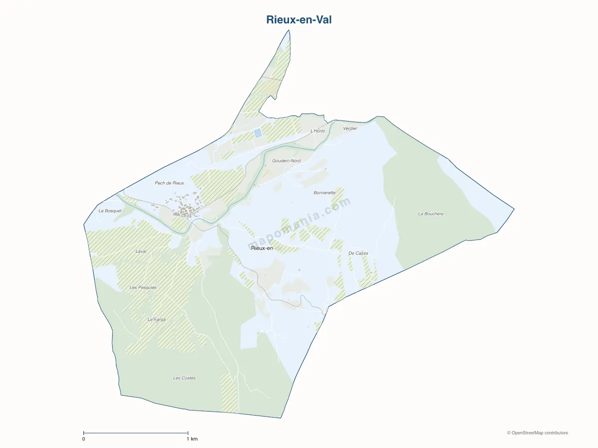 Carte de Rieux-en-Val à personnaliser