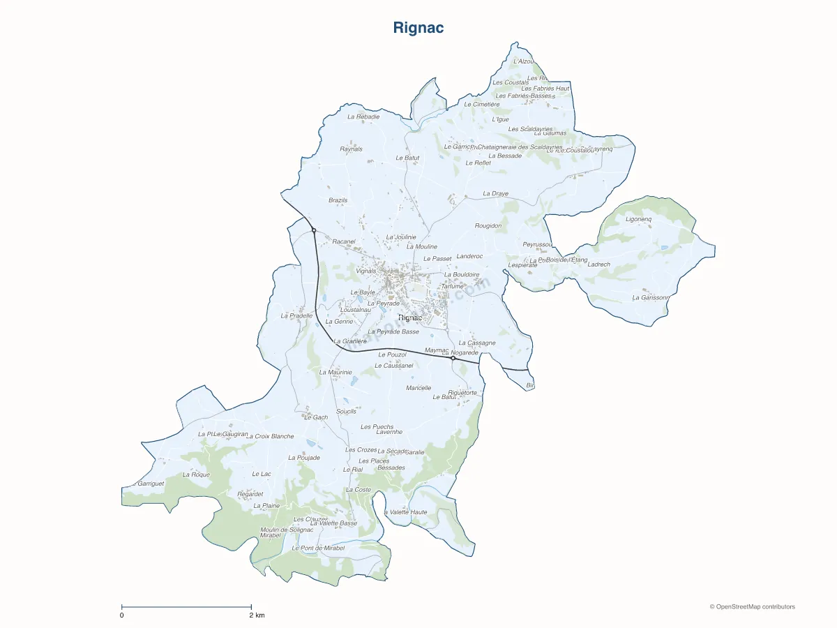 Carte de Rignac à personnaliser