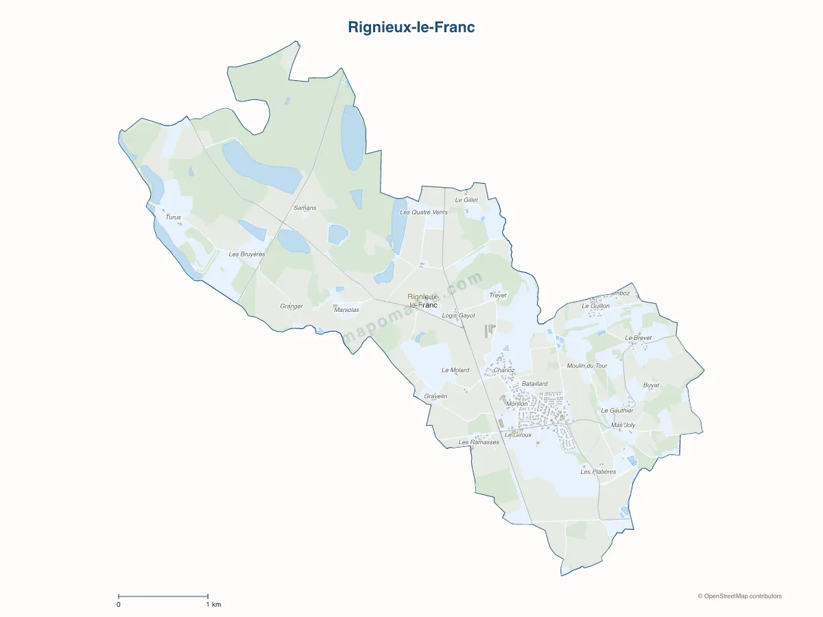 Carte de Rignieux-le-Franc à personnaliser