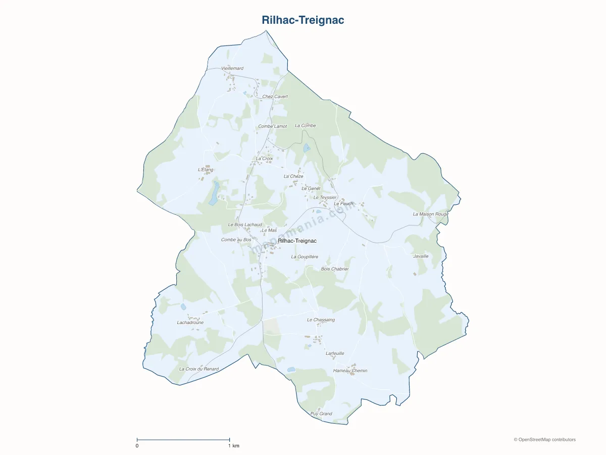 Carte de Rilhac-Treignac à personnaliser