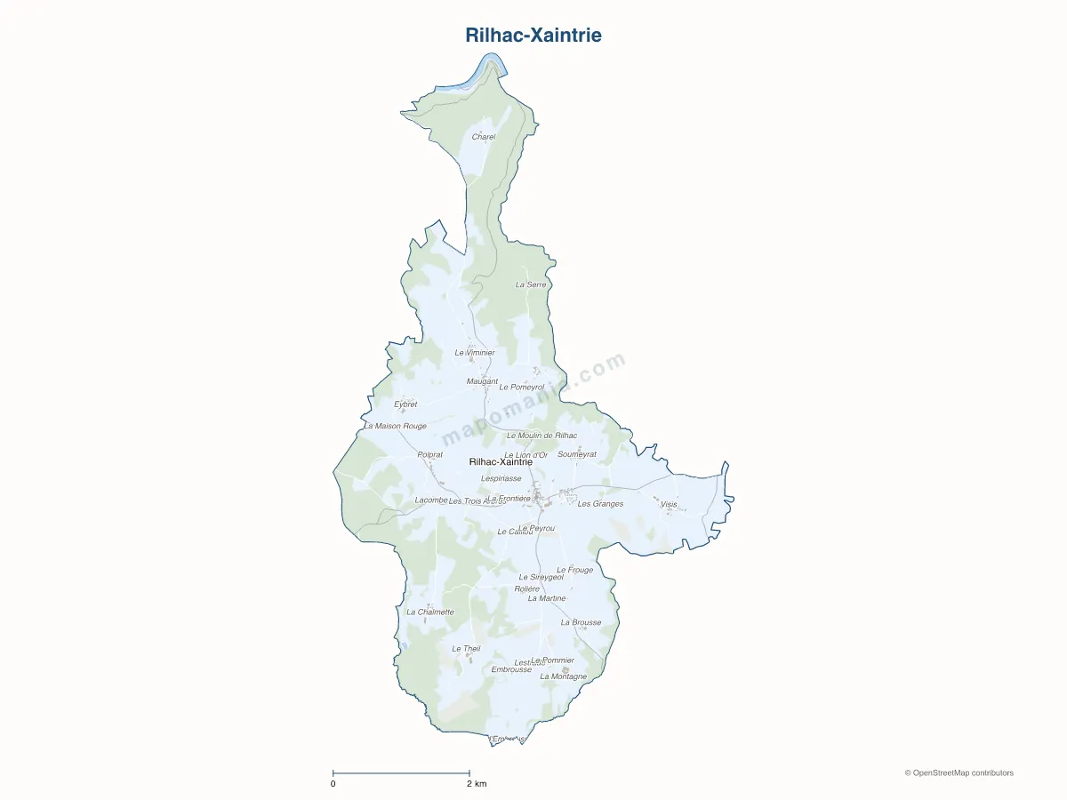 Carte de Rilhac-Xaintrie à personnaliser
