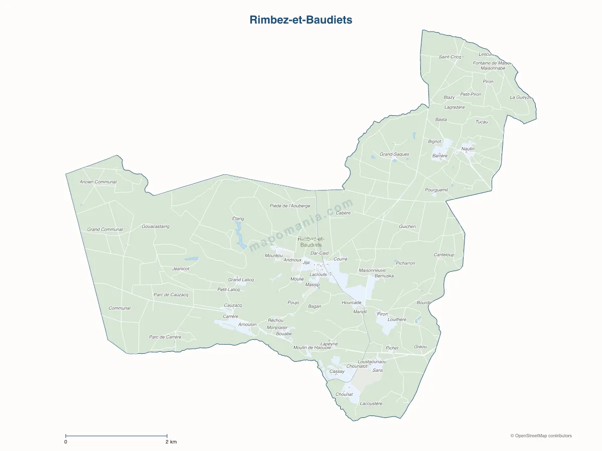 Carte de Rimbez-et-Baudiets à personnaliser