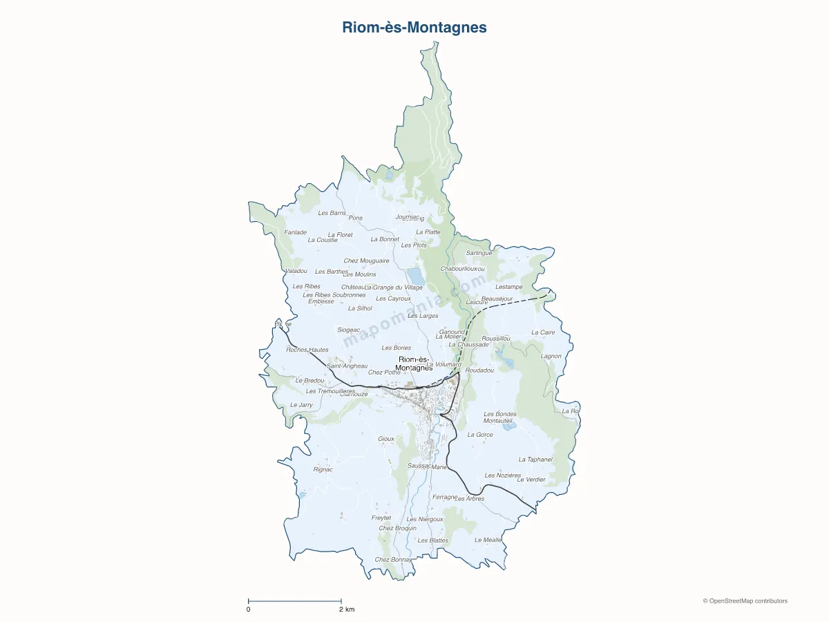 Carte de Riom-ès-Montagnes à personnaliser