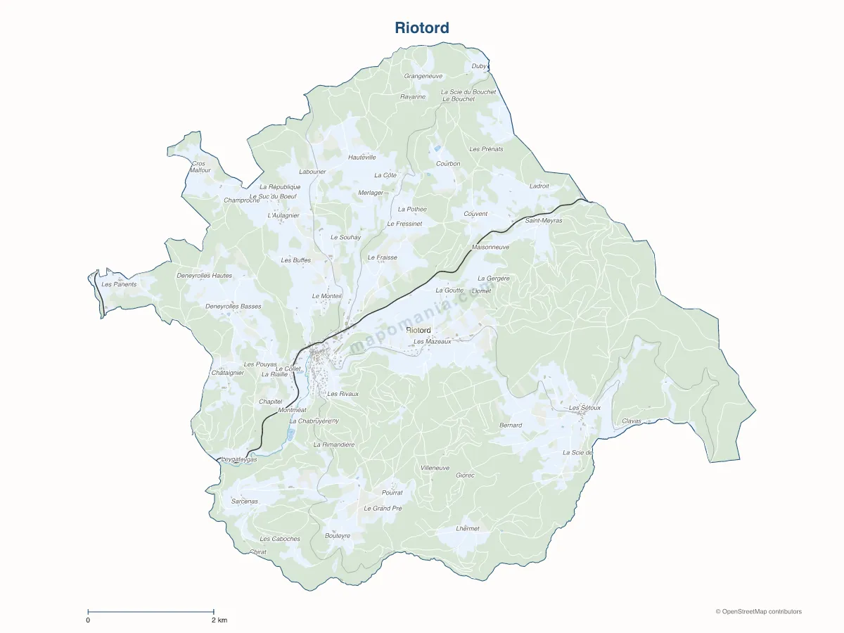 Carte de Riotord à personnaliser