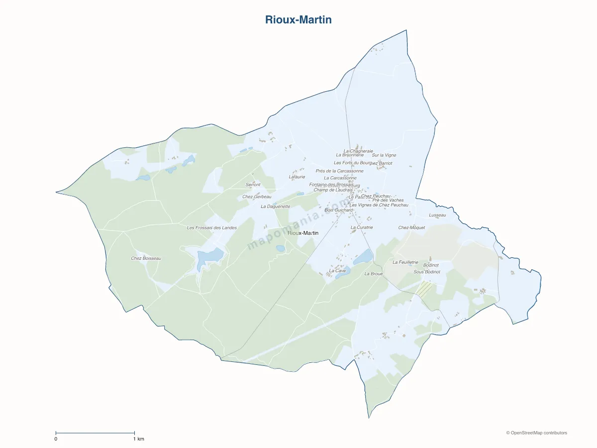 Carte de Rioux-Martin à personnaliser