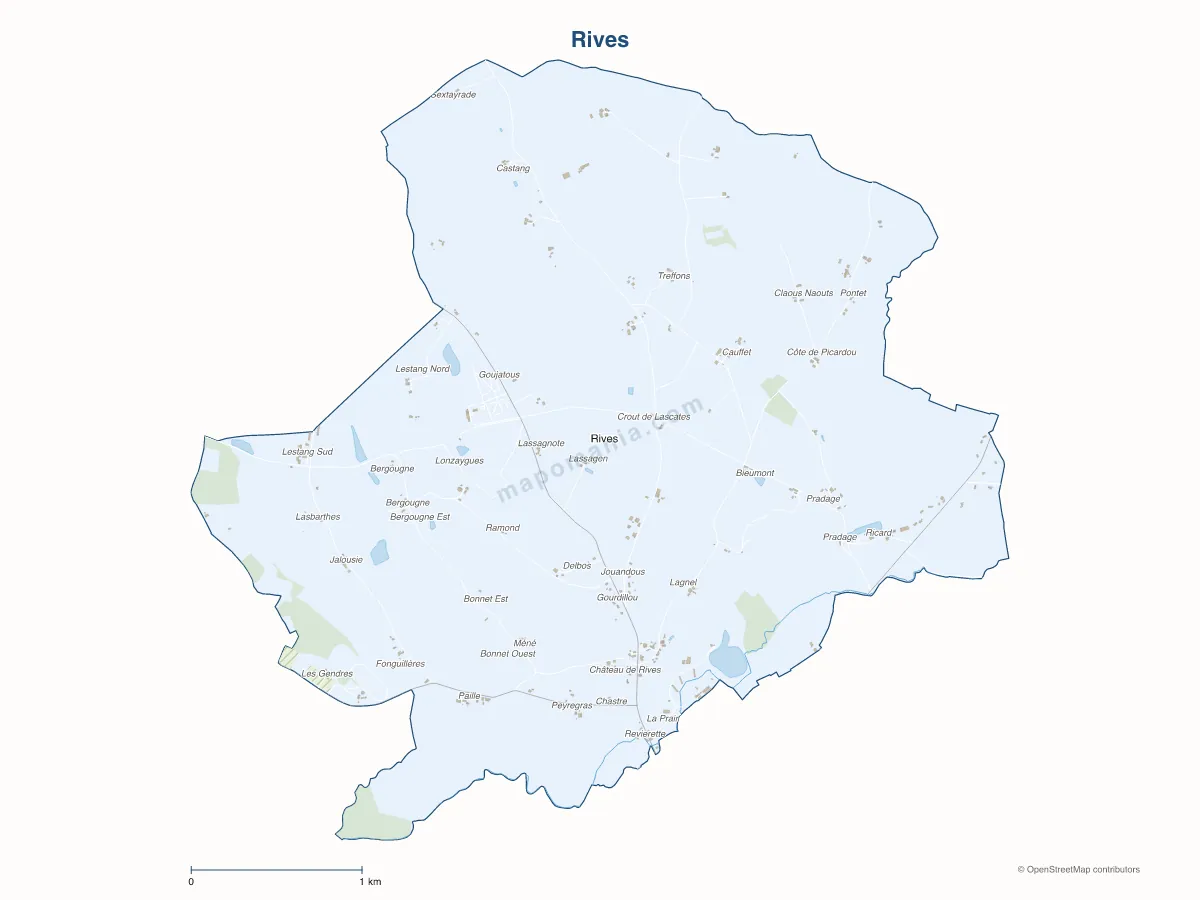 Carte de Rives à personnaliser