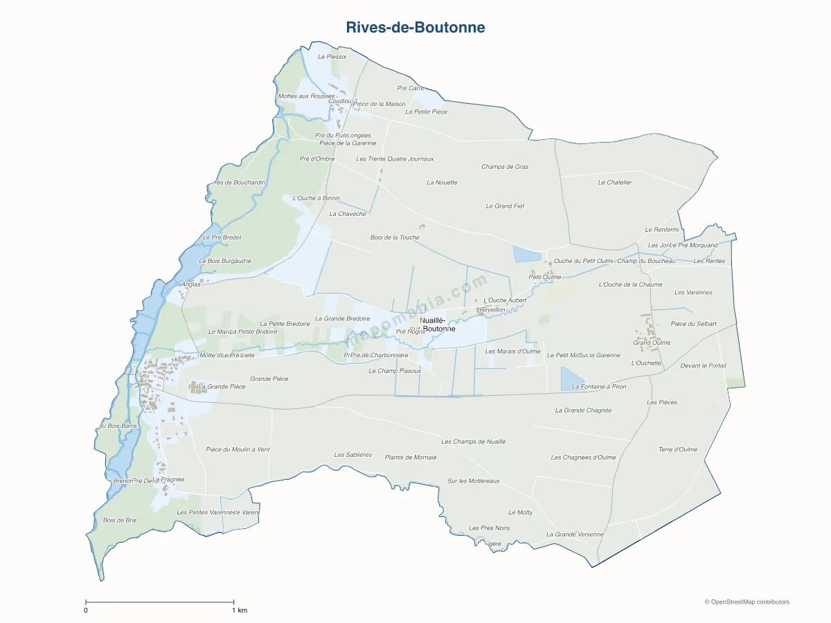 Carte de Rives-de-Boutonne à personnaliser
