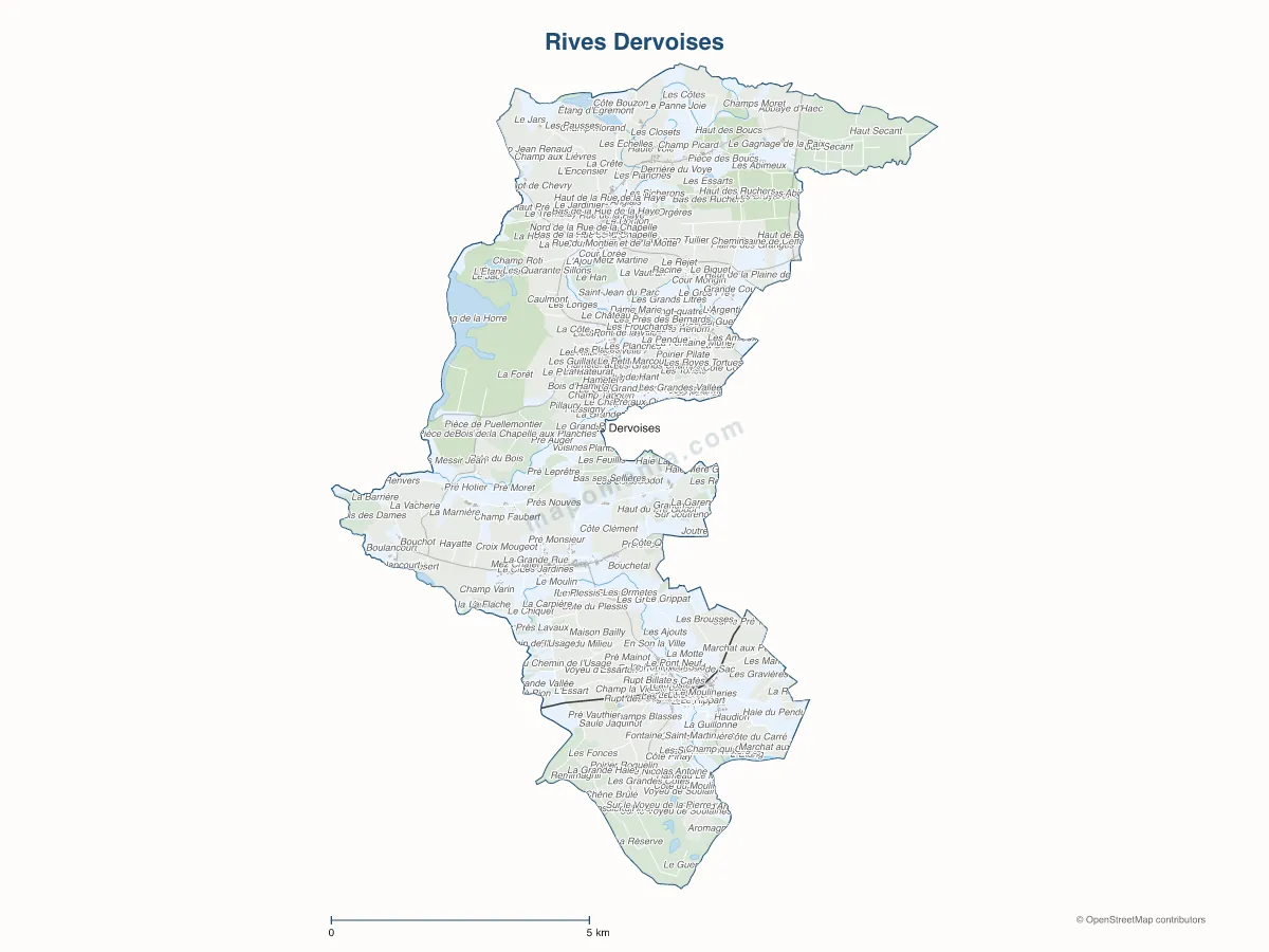 Carte de Rives Dervoises à personnaliser
