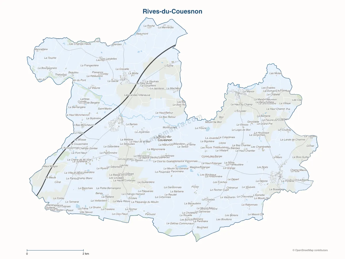 Carte de Rives-du-Couesnon à personnaliser