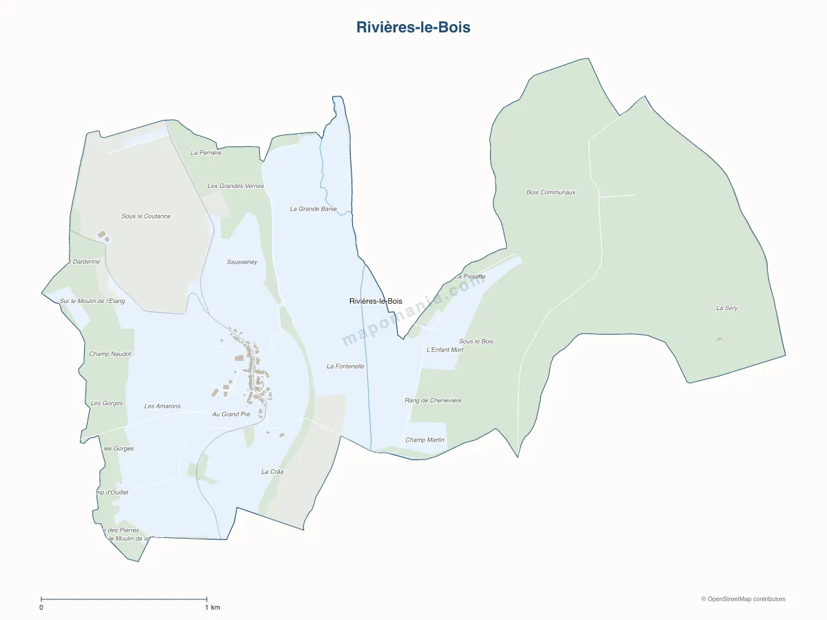 Carte de Rivières-le-Bois à personnaliser