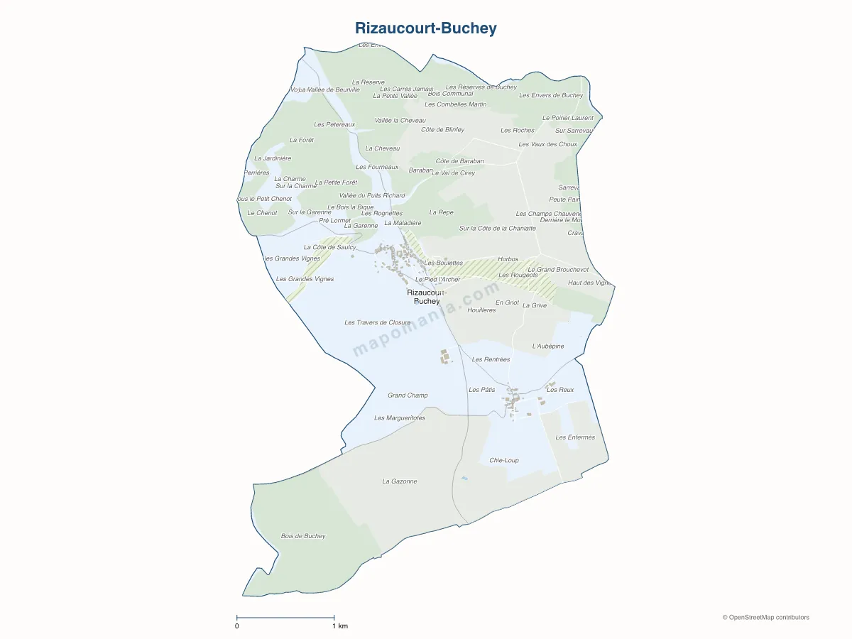 Carte de Rizaucourt-Buchey à personnaliser