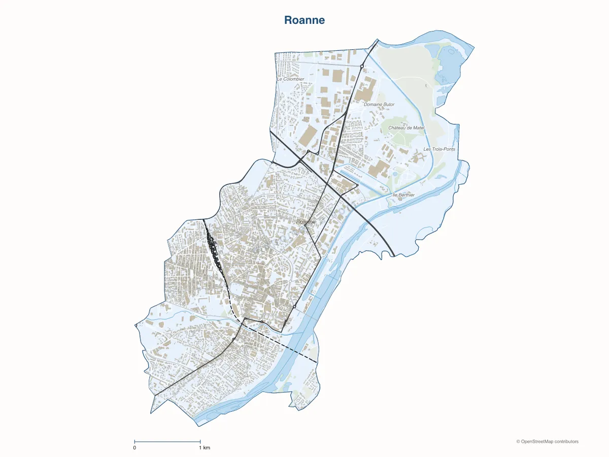 Carte de Roanne à personnaliser