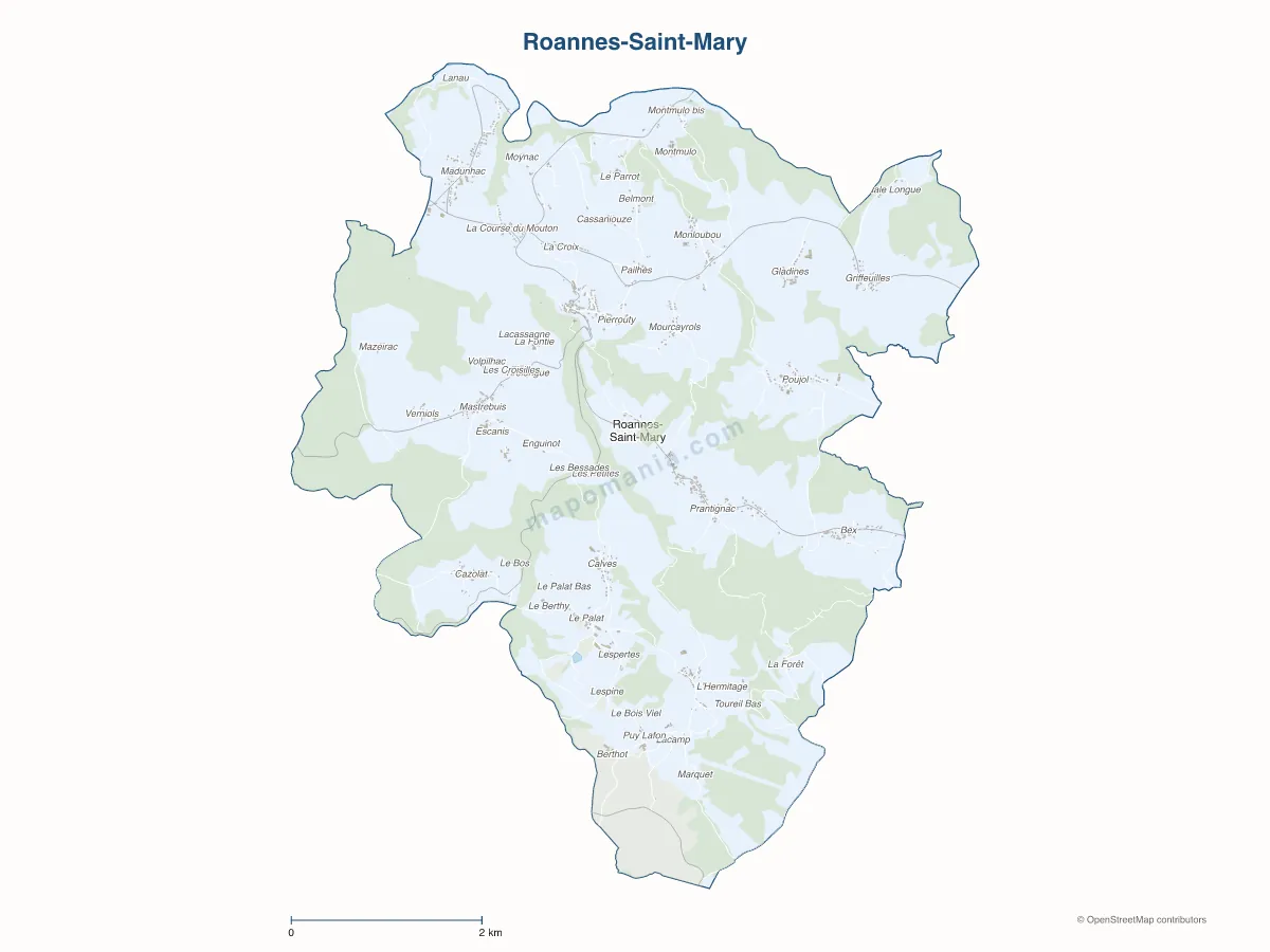 Carte de Roannes-Saint-Mary à personnaliser