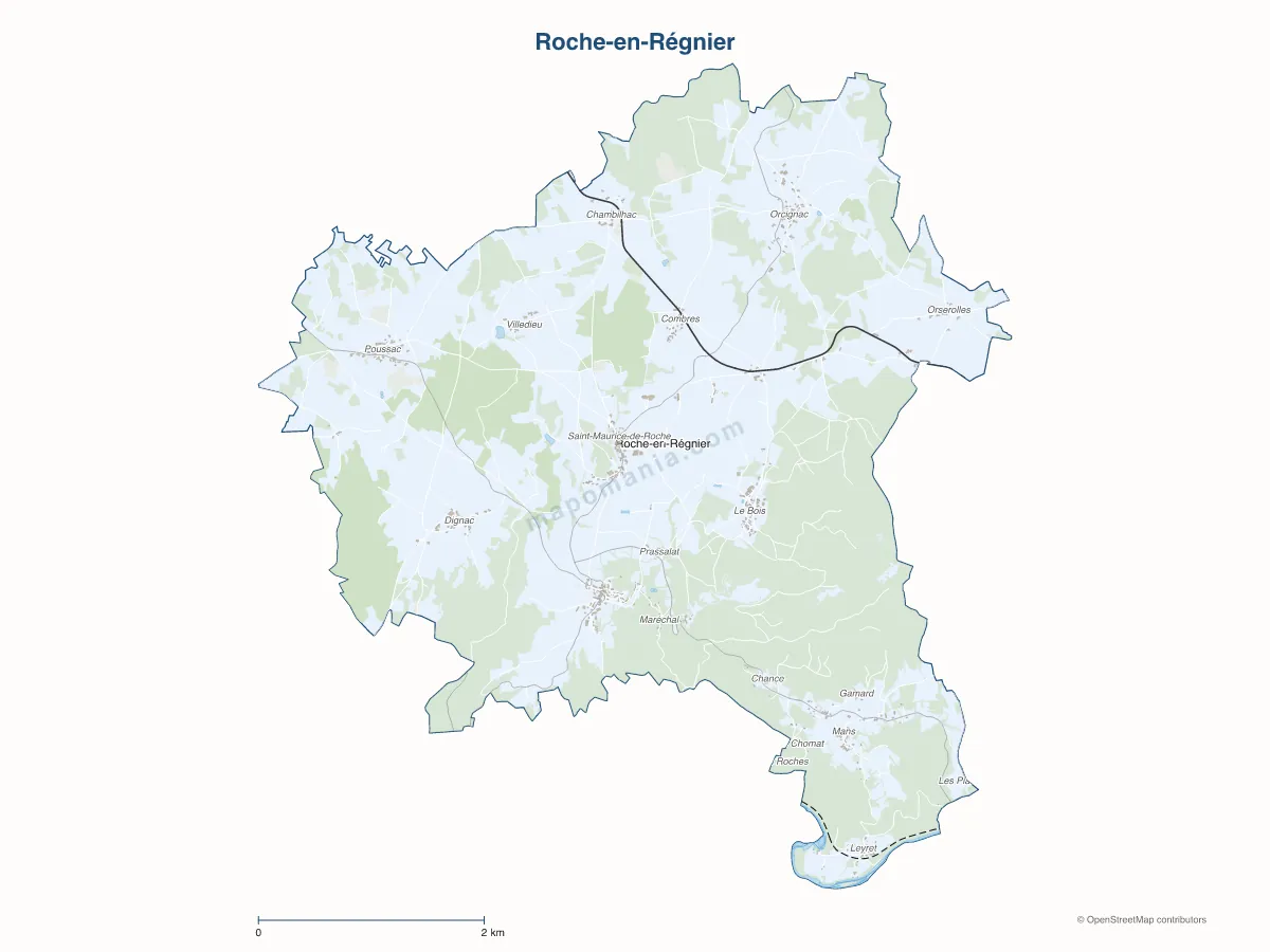 Carte de Roche-en-Régnier à personnaliser