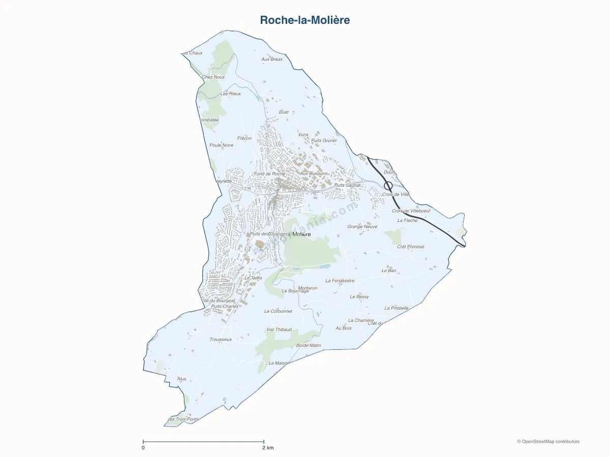Carte de Roche-la-Molière à personnaliser