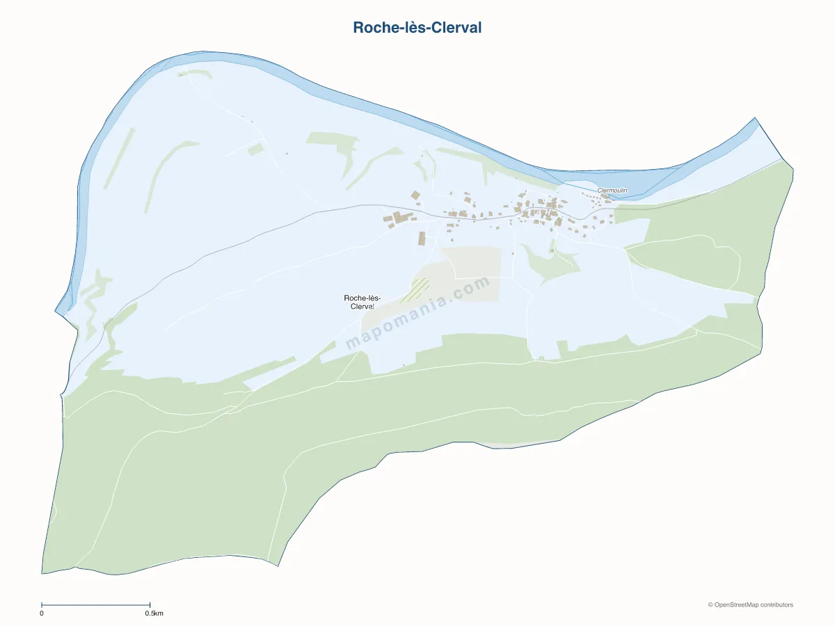 Carte de Roche-lès-Clerval à personnaliser