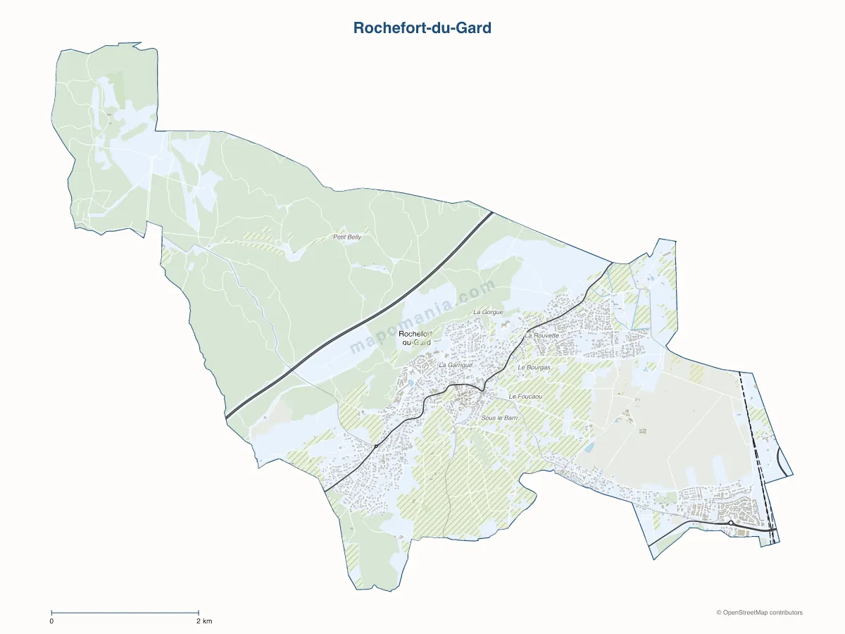 Carte de Rochefort-du-Gard à personnaliser