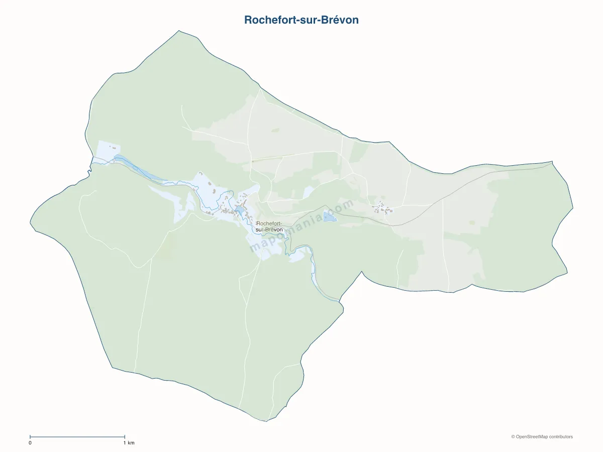 Carte de Rochefort-sur-Brévon à personnaliser