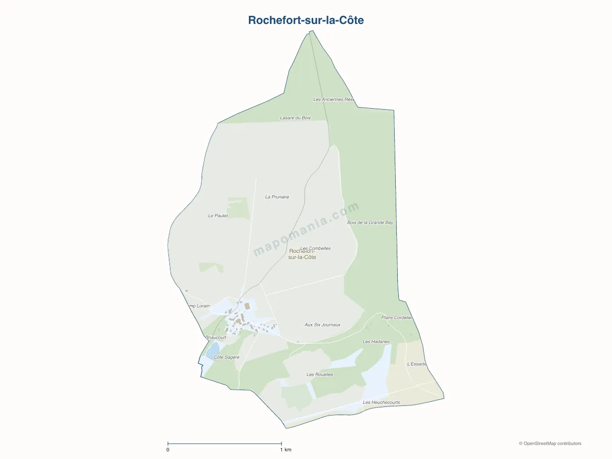 Carte de Rochefort-sur-la-Côte à personnaliser