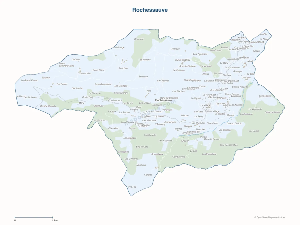 Carte de Rochessauve à personnaliser