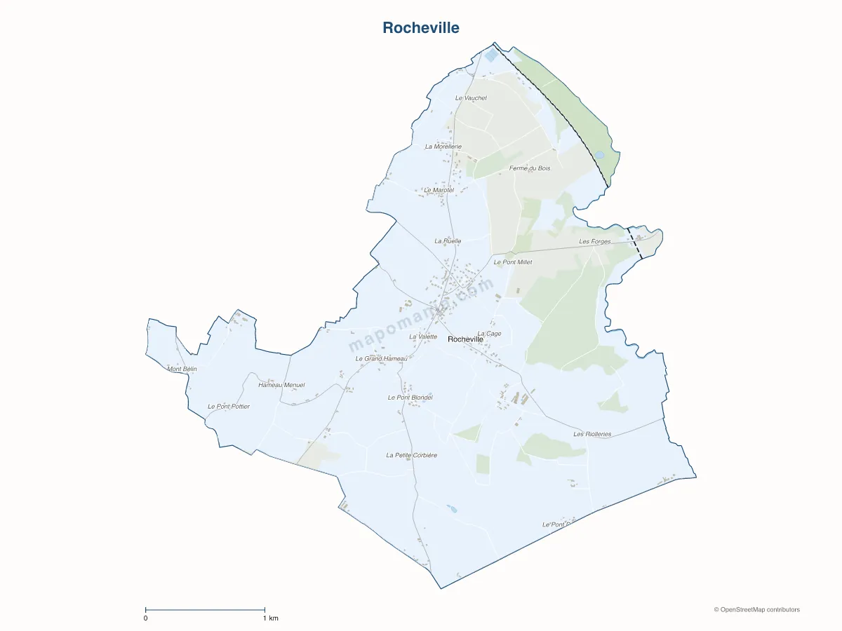 Carte de Rocheville à personnaliser