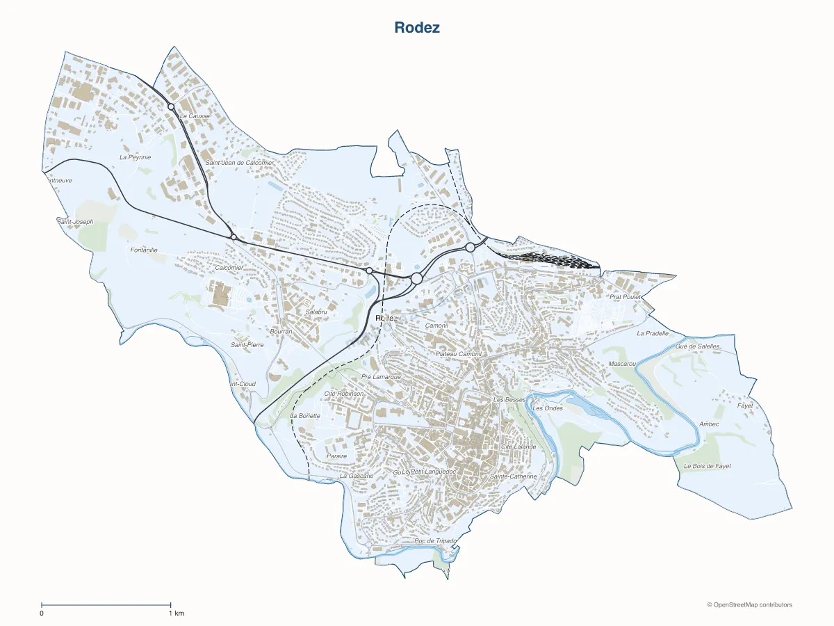 Carte de Rodez à personnaliser