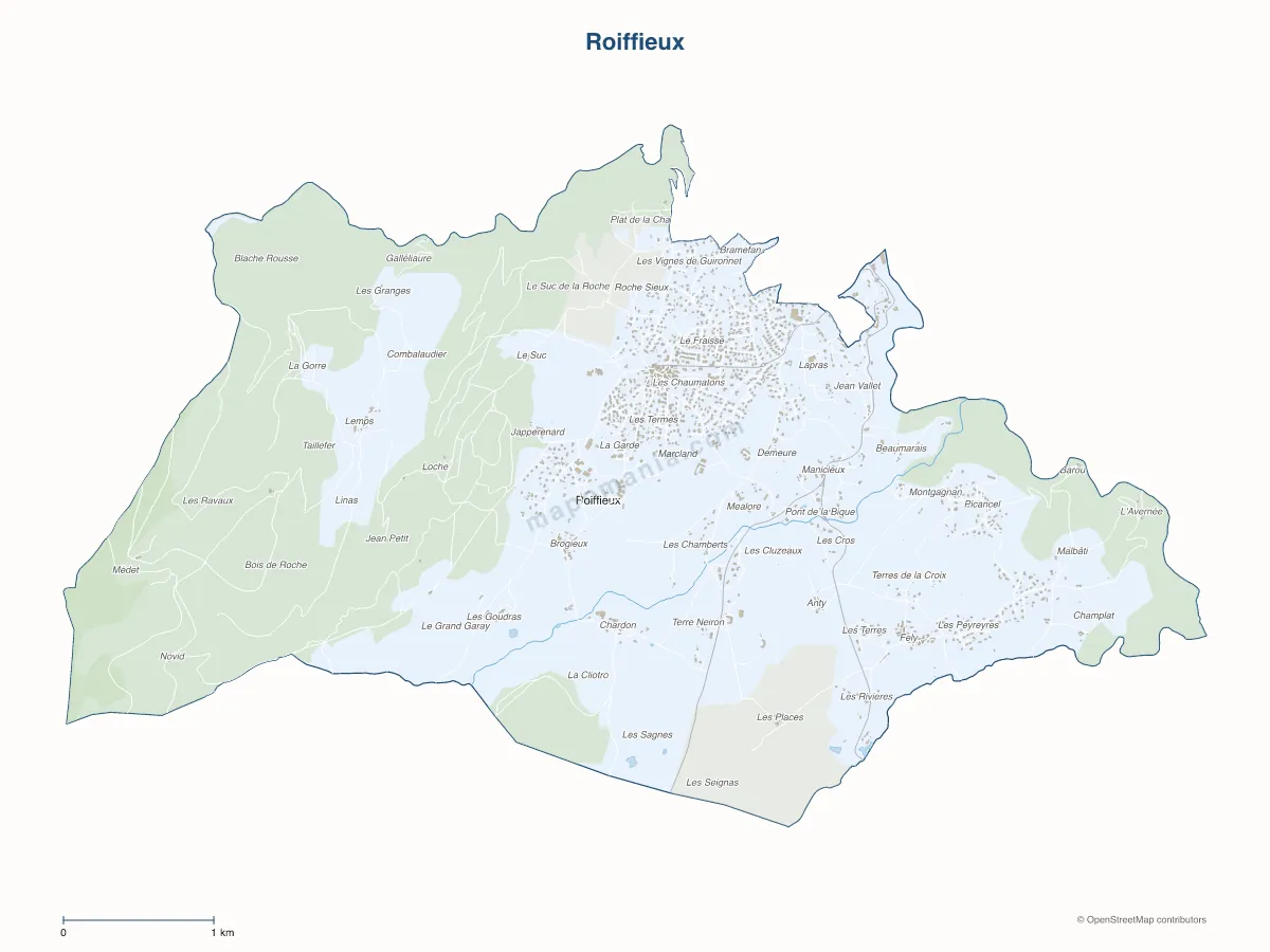 Carte de Roiffieux à personnaliser
