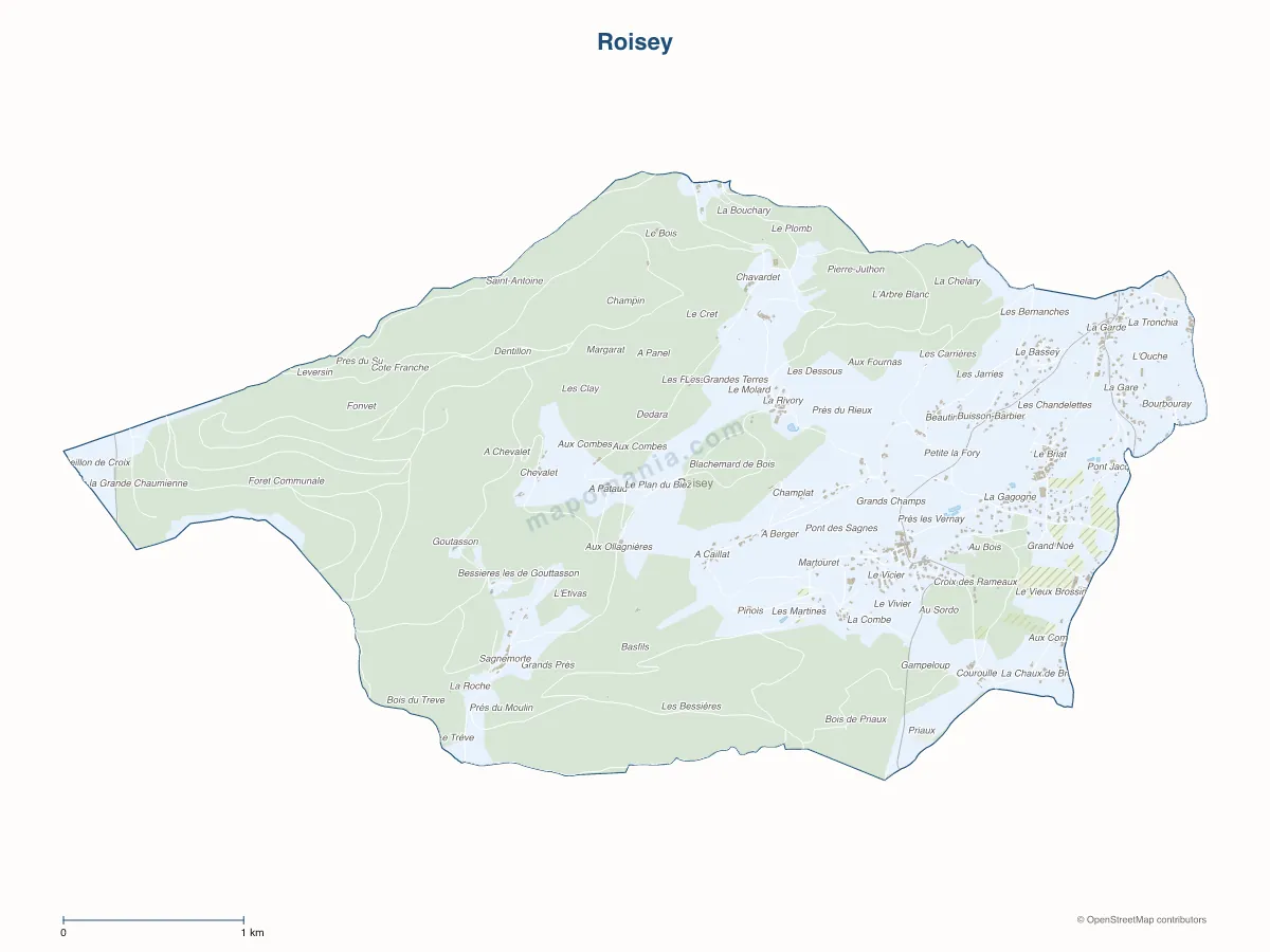 Carte de Roisey à personnaliser