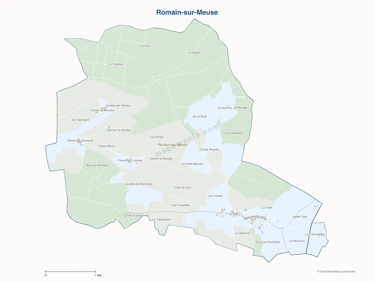 Carte de Romain-sur-Meuse à personnaliser