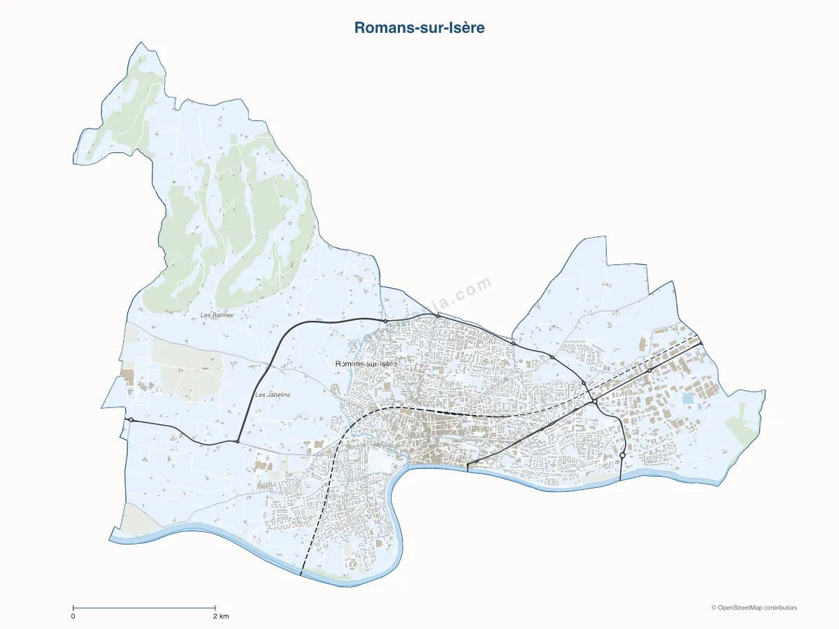 Carte de Romans-sur-Isère à personnaliser