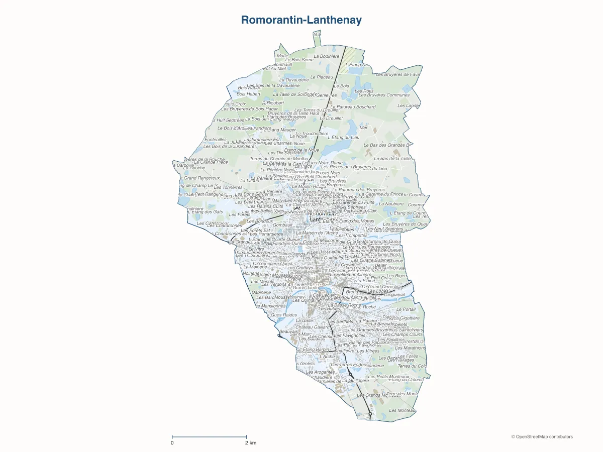 Carte de Romorantin-Lanthenay à personnaliser