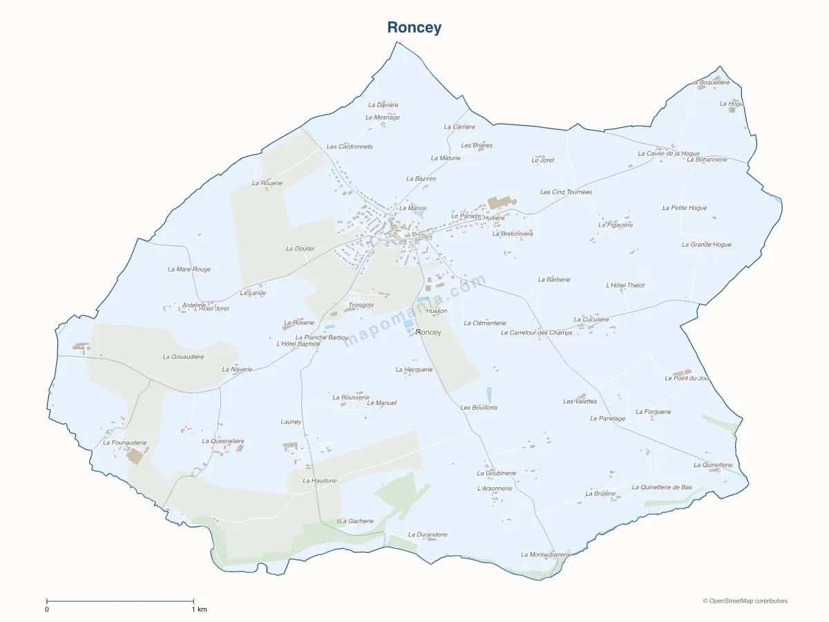 Carte de Roncey à personnaliser