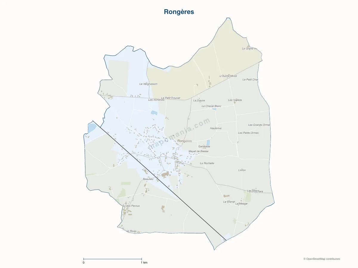 Carte de Rongères à personnaliser