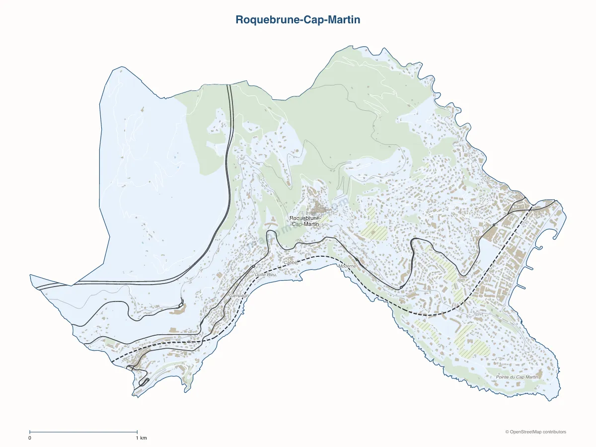 Carte de Roquebrune-Cap-Martin à personnaliser