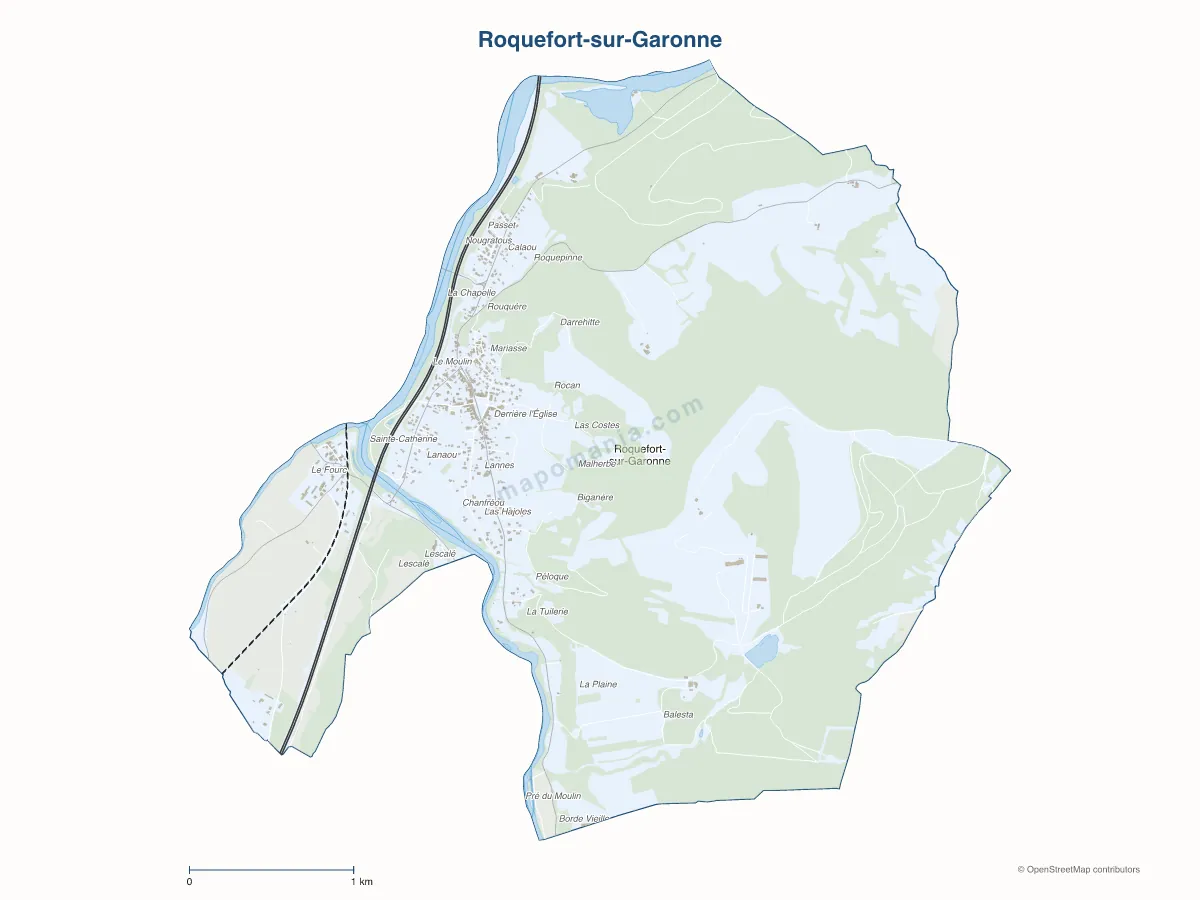 Carte de Roquefort-sur-Garonne à personnaliser