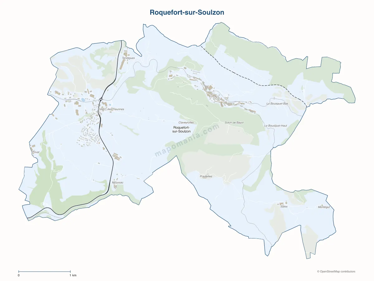 Carte de Roquefort-sur-Soulzon à personnaliser
