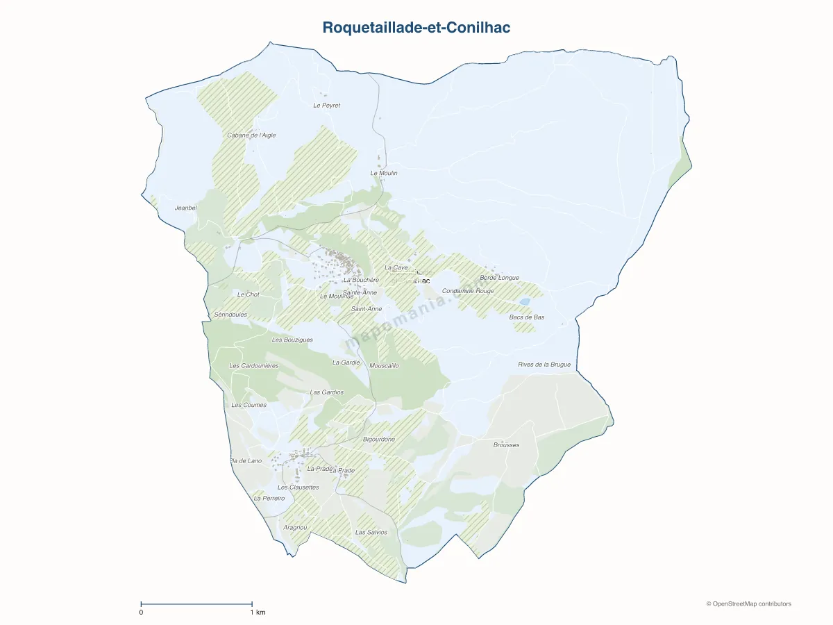 Carte de Roquetaillade-et-Conilhac à personnaliser