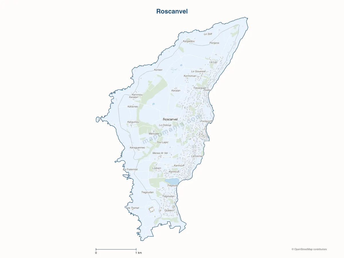 Carte de Roscanvel à personnaliser
