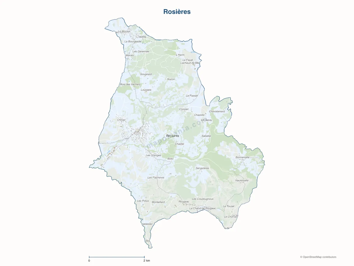 Carte de Rosières à personnaliser