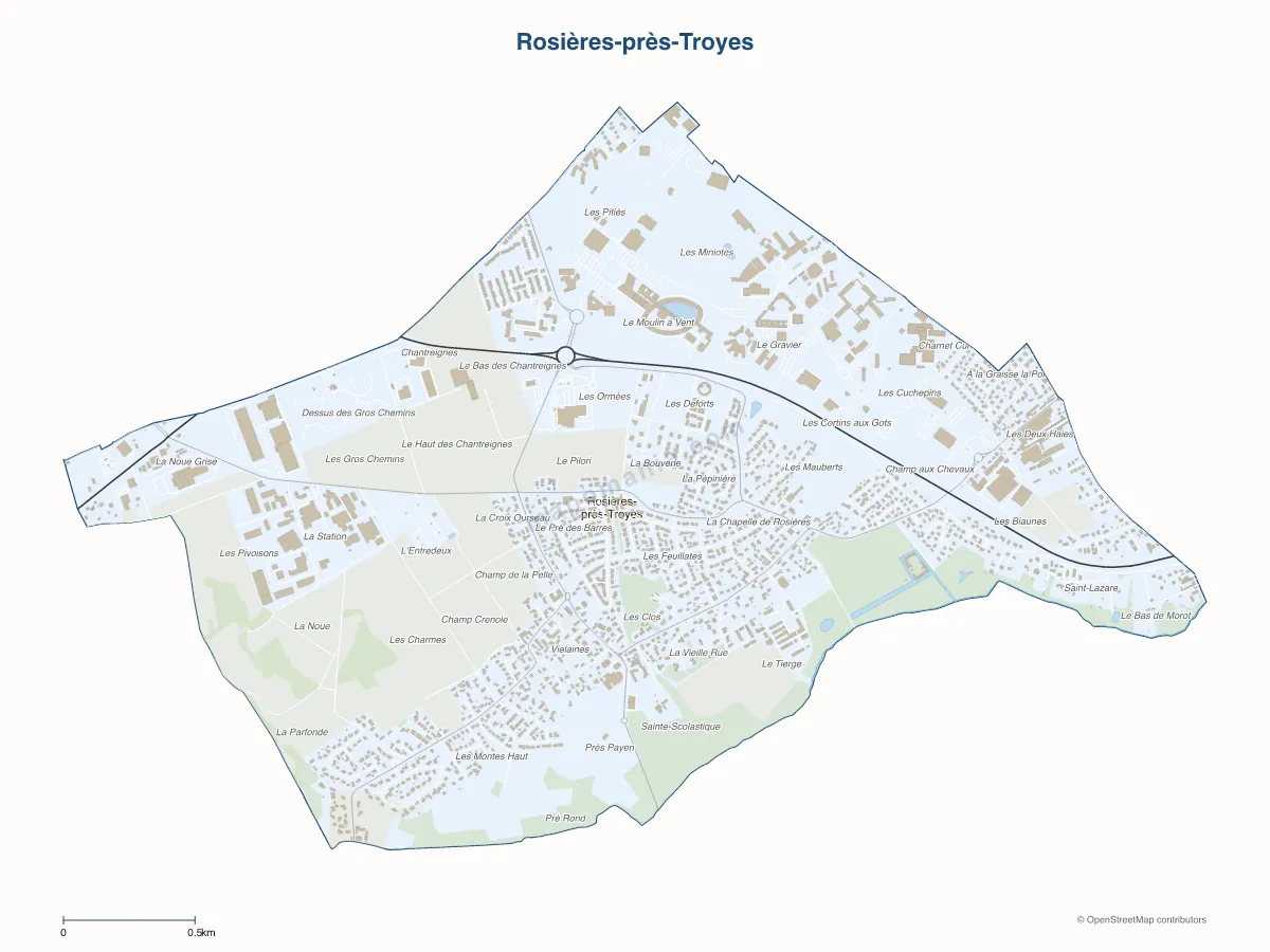 Carte de Rosières-près-Troyes à personnaliser