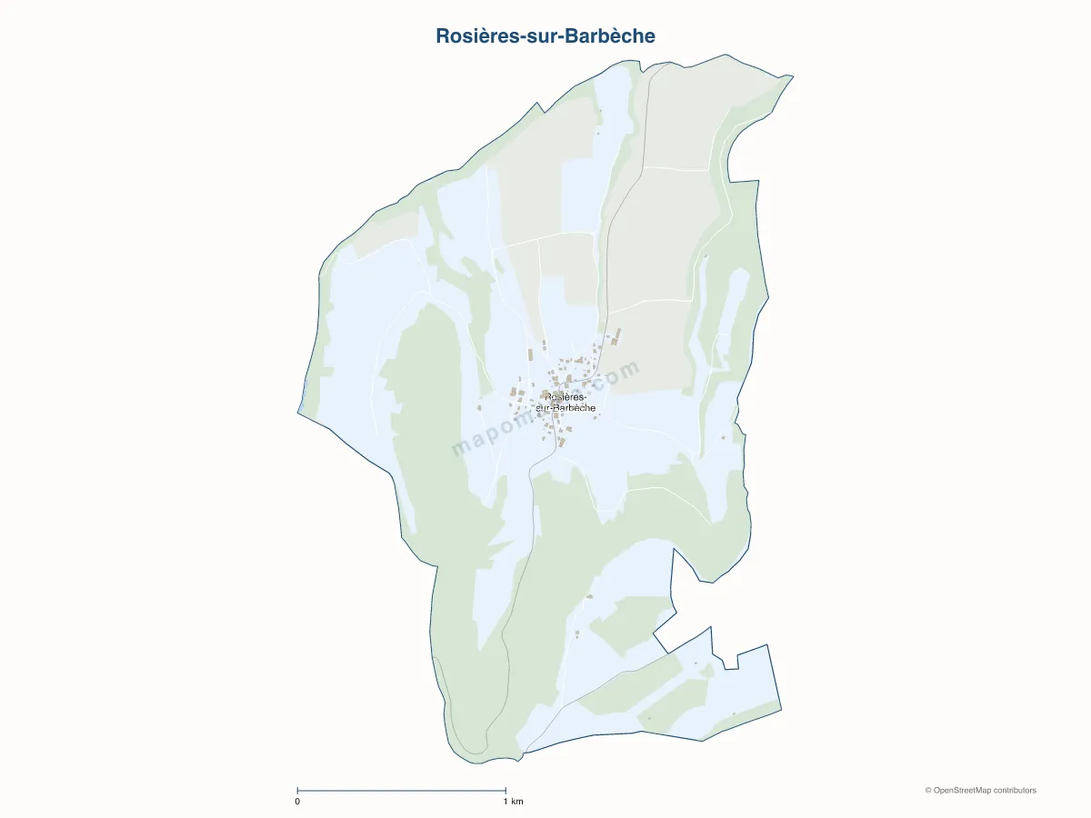 Carte de Rosières-sur-Barbèche à personnaliser