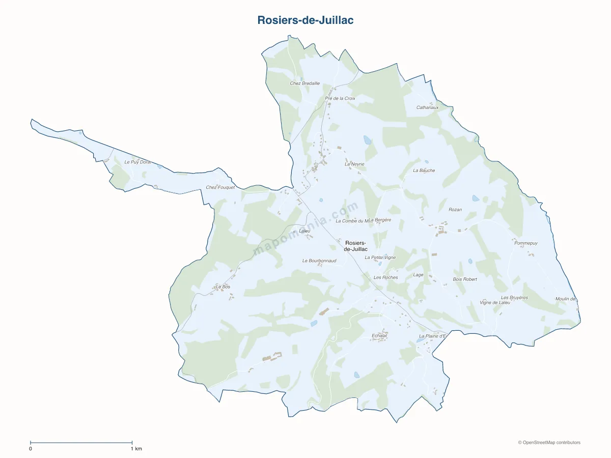 Carte de Rosiers-de-Juillac à personnaliser