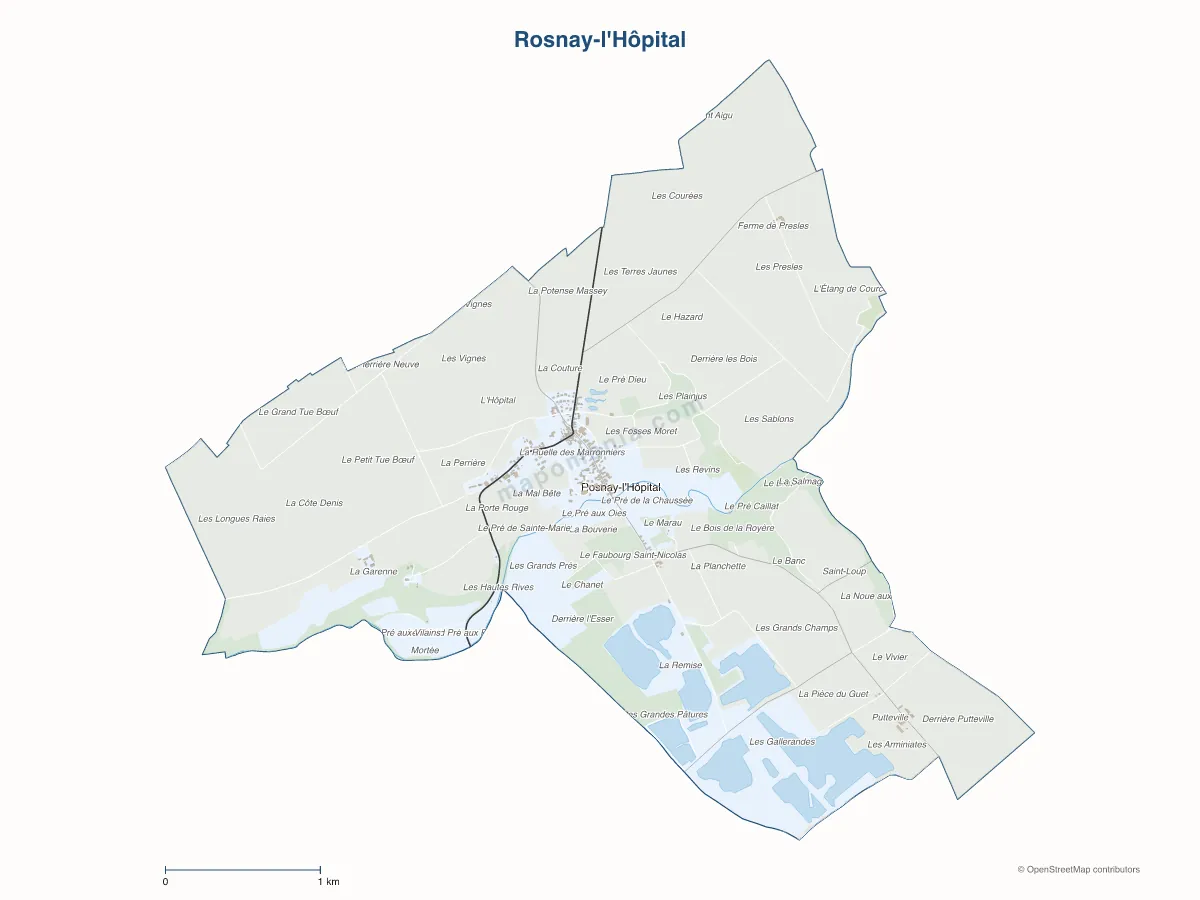 Carte de Rosnay-l'Hôpital à personnaliser