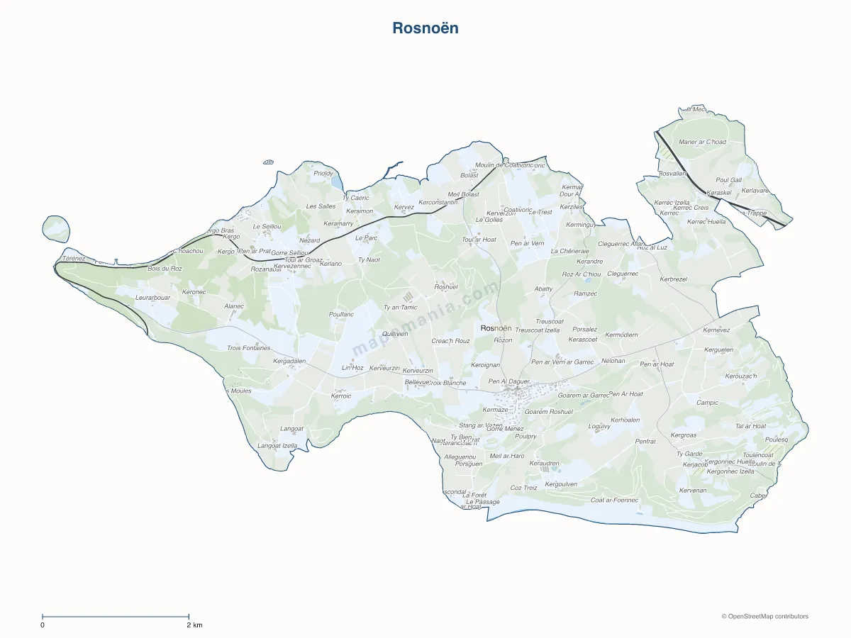 Carte de Rosnoën à personnaliser