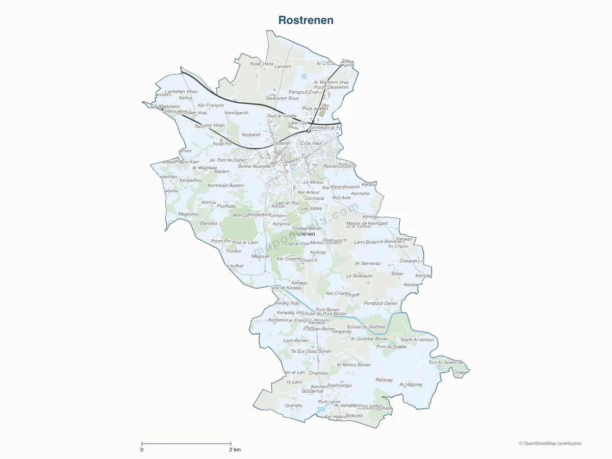 Carte de Rostrenen à personnaliser