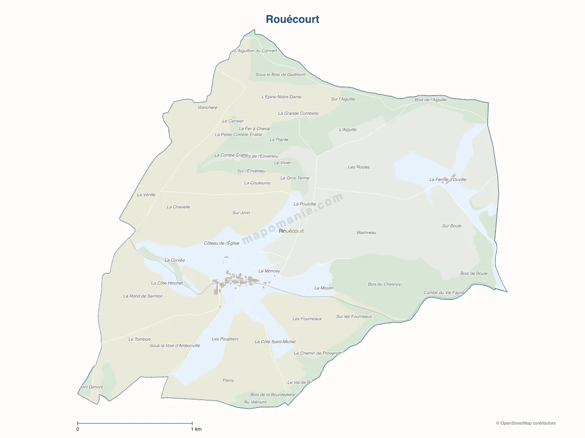 Carte de Rouécourt à personnaliser
