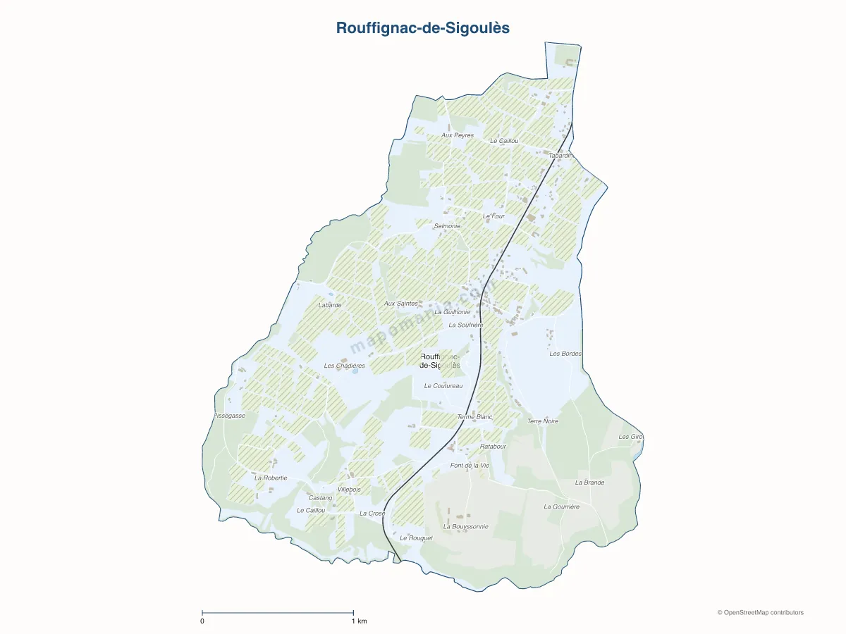 Carte de Rouffignac-de-Sigoulès à personnaliser