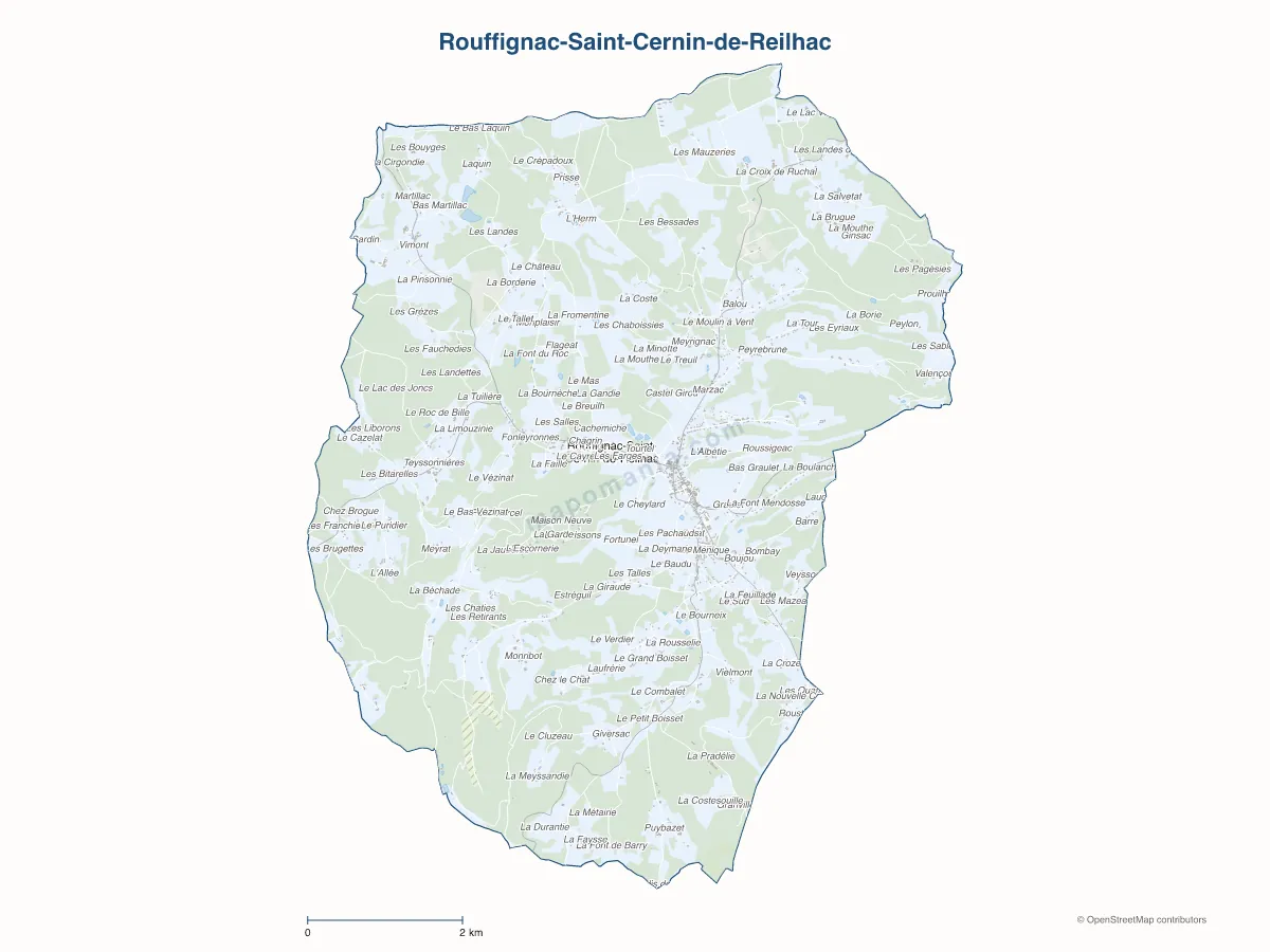 Carte de Rouffignac-Saint-Cernin-de-Reilhac à personnaliser