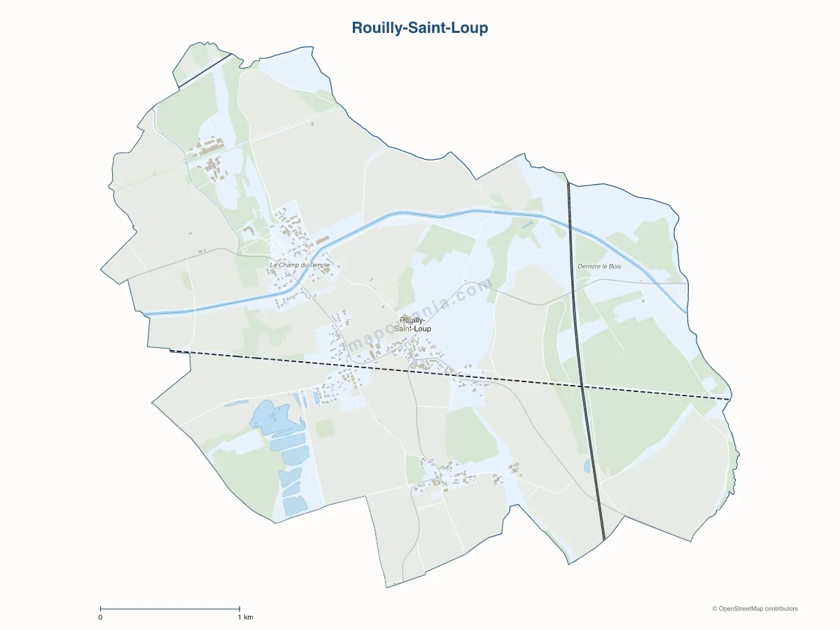 Carte de Rouilly-Saint-Loup à personnaliser