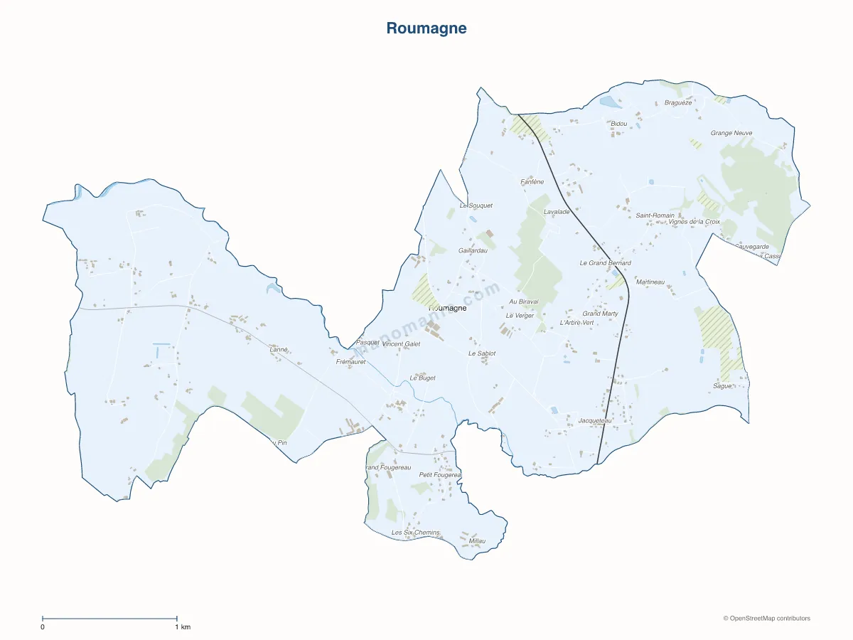Carte de Roumagne à personnaliser